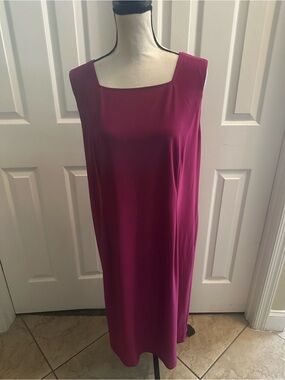 Joan Rivers Magenta Sleeveless Square-Neck Lined Hidden Zipper Sheath Dress